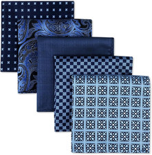 SHLAX WING Assorted 5 Pieces Mens Silk Pocket Squares Handkerchiefs Set Lot