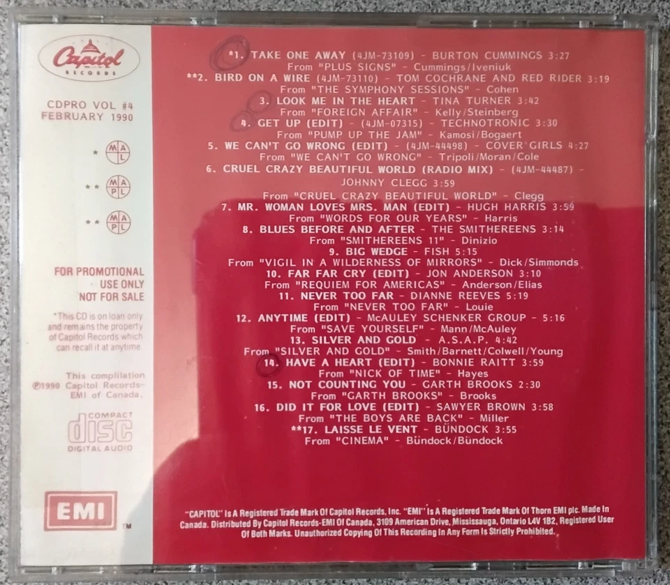 Capitol Records CDPRO Vol. Promoción 4 febrero 1990 (DVD) Foto 2 de 2