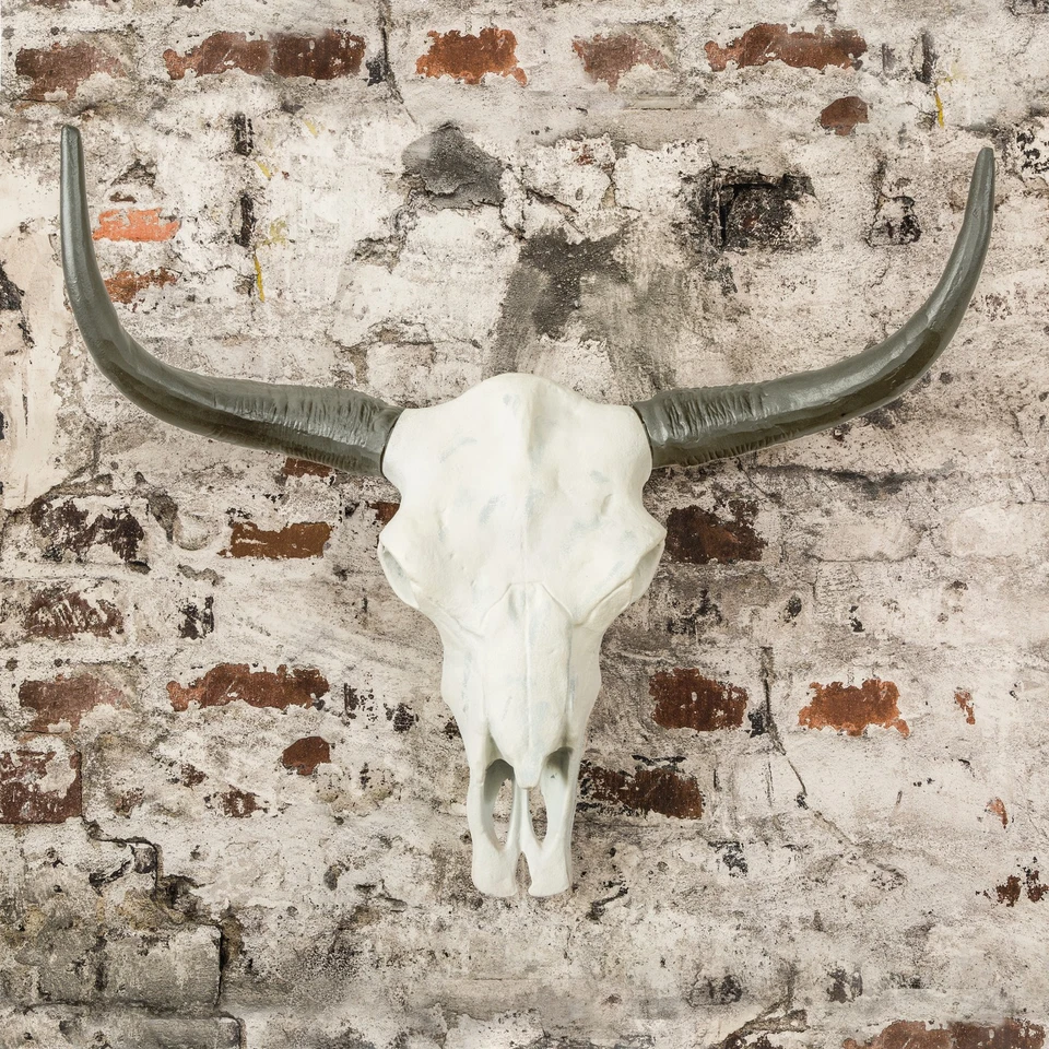 Design Büffelschädel EL TORO 70cm Natur massives Aluminium Wand Dekoration