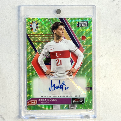 2023 Topps Finest UEFA Arda Guler Neon Green Wave AUTO National 