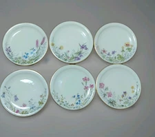 K&A KRAUTHEIM Selb Bavaria Meadow Flowers 6 Salad Plates Scenes G,H,I,K,L,M