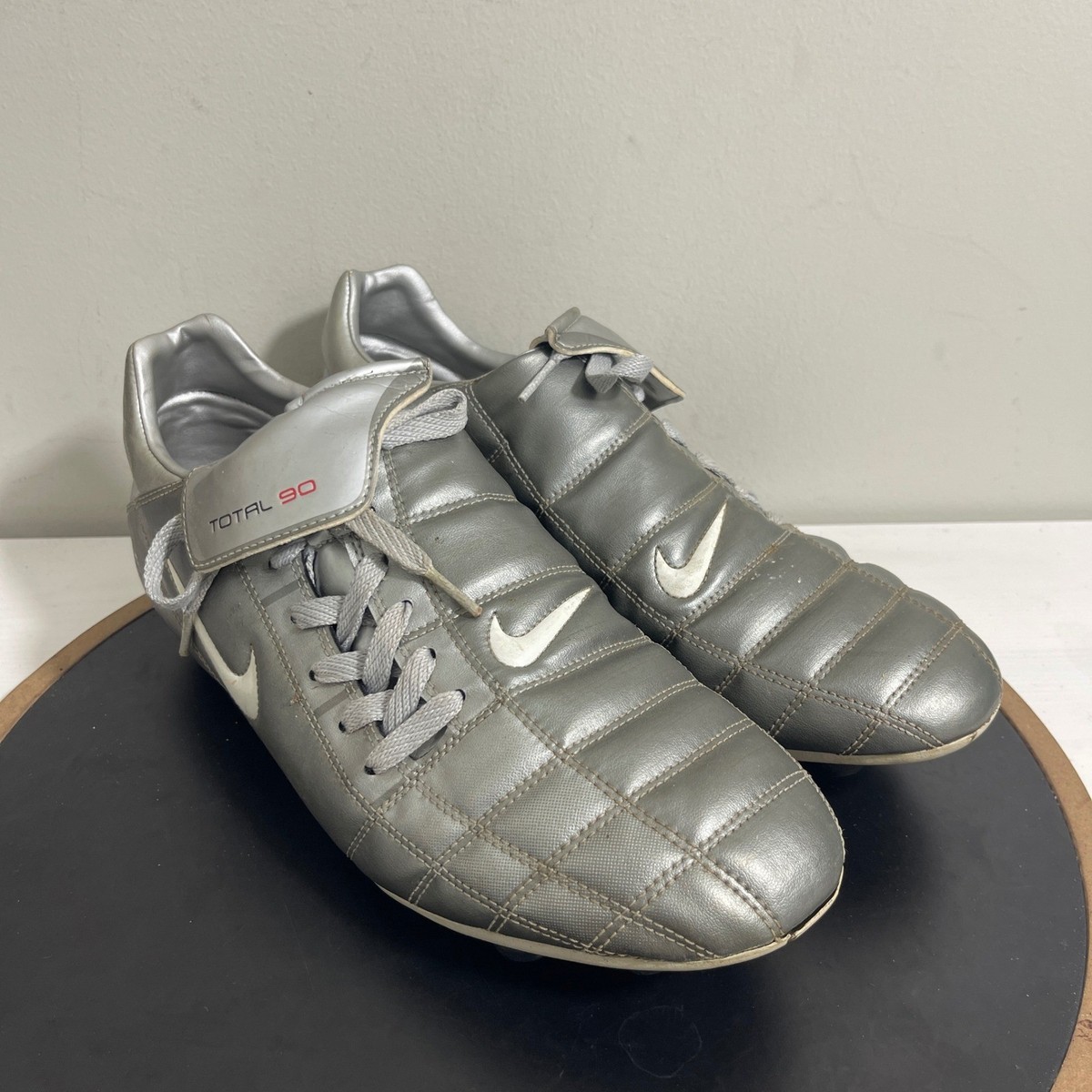 Nike Total 90 III FG Soccer Cleats US 13 Silver White Red Accents