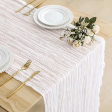 Ivory 10ft Cheesecloth Table Runner, Boho 35x120 Inch Long Gauze Table Runner...