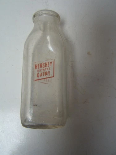 Vintage Hershey Estates Dairy ONe Pint Milk Bottle TSPP No Chips