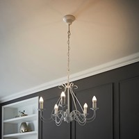 Traditional 5 Way Chandelier Cream Metal Ceiling Light Lounge Lamp LED Bulbs