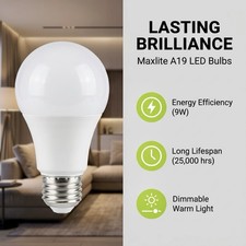 Maxlite LED Light Bulbs 100W A19 E26 Dimmable - Lot of 8 4 Pack 32 Lightbulbs