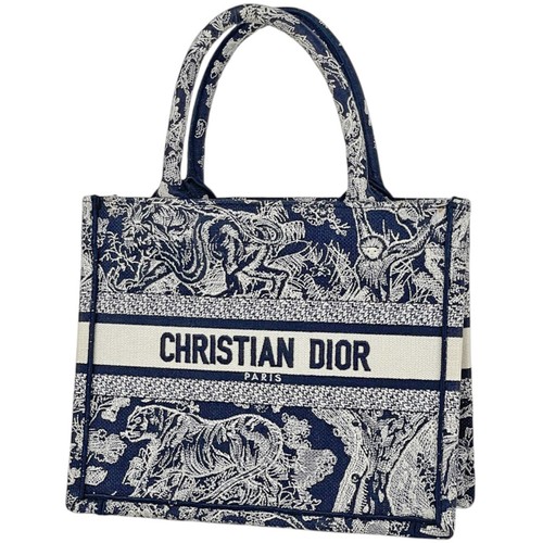 Christian Dior Tote Bag Book tote small canvas Navy blue Women