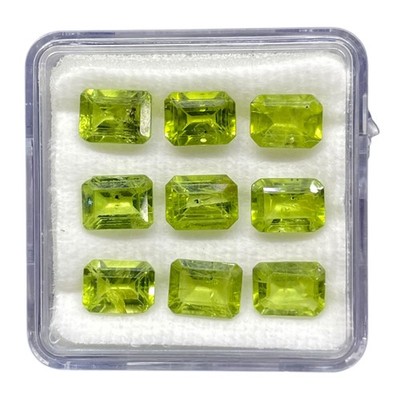 9 Pcs Natural Peridot 8x6mm Emerald Cut  Green Loose Untreated Gemstones