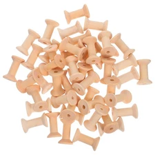 50pcs Wooden Thread Spools for Crafts Empty Cotton Reels Paintable Unfinished