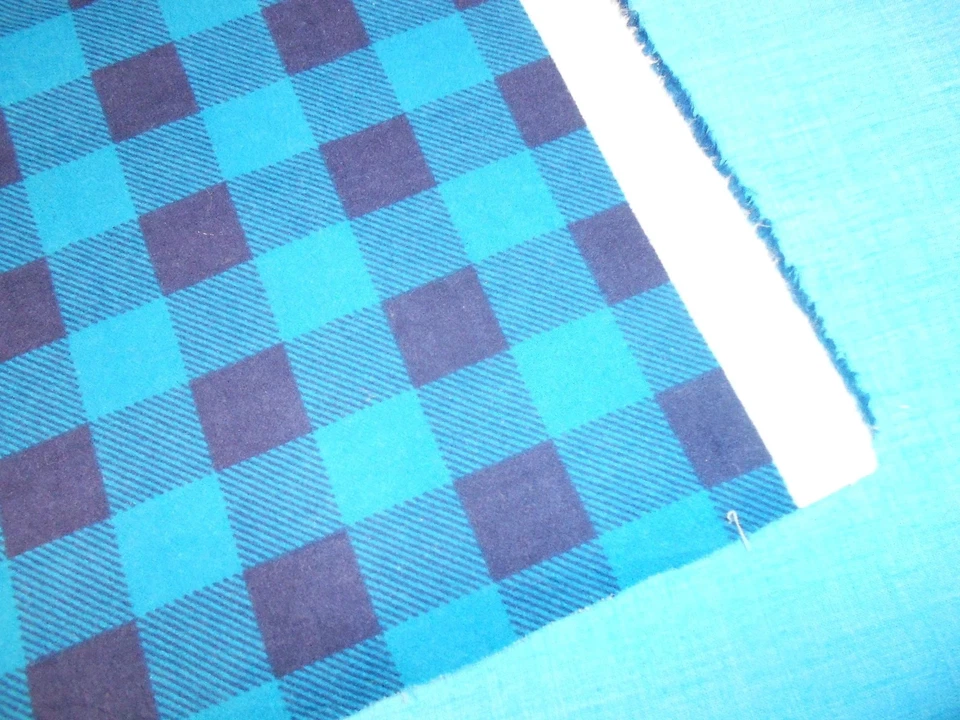 oAnn Telas Cuadros Azul Súper Acurrucado Franela Algodón Pequeños Cuadrados Nuevo con Etiquetas Foto 2 de 4