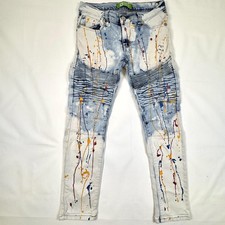 Demolition Jeans Youth 10 Jeans Paint Splatter Bleach Wash Skinny Punk Y2K