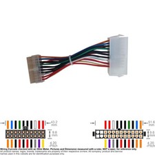 Cable Internal DC Power Supply ATX Converter 24-pin to Mother Board 20-pin 5.5"