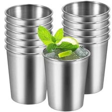 16 Pack 8oz Stainless Steel Cups, Stainless Steel Stackable Pint Cups, Shatte...