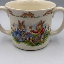 Royal Doulton Bunnykins Daisy Chain 2-Handle Mug Cup 1936 Fine Bone China, Mint