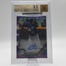 JULIO RODRIGUEZ 2019 Bowman 1st Chrome Auto /250 Purple Refractor BGS 9.5 /10