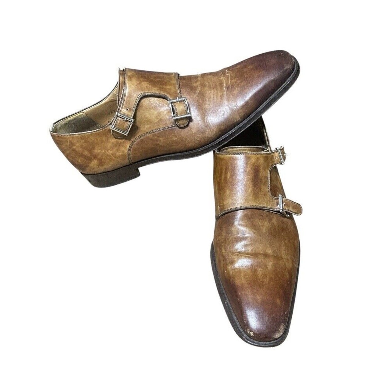 Magnanni Miro Burnished Double Monk Shoes Mens Size Burnished Brown  Spain
