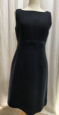 Gap Little Black Dress Size 8 Tweed Wool Blend Velvet Bow Cocktail NWOT