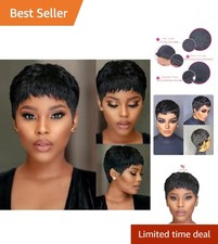 Short Human Hair Wigs for Black Women Pixie Cut Wig Human Hair for Black Wome...