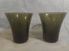 2 Vintage Russel Wright Imperial Flare Bubble Glasses RARE Hemlock Green 4-1/4"