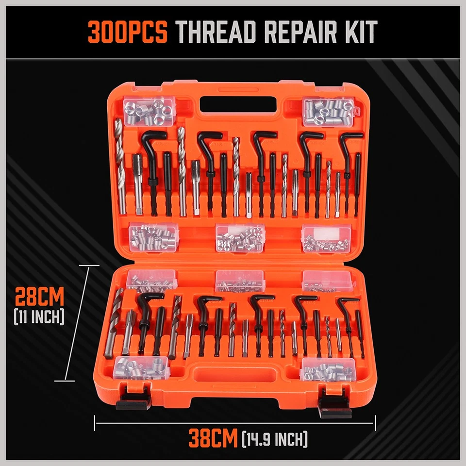 300PC Thread Repair Kit HSS Drill Helicoil Repair Kit SAE Metric Inch&MM W/Case - Image 3 of 4