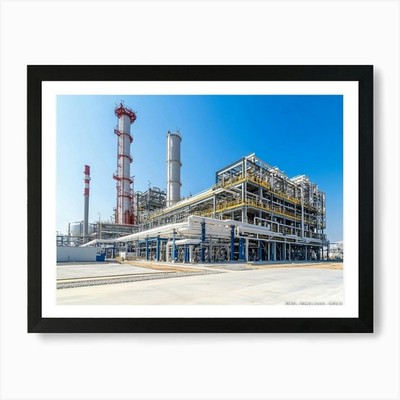 Gerahmtes Wandbild Poster Leinwanddruck Bild Industrielle Raffinerie oder Chemie Pla