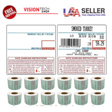 CAS LST-8040 Label, 58 x 60mm, UPC/Safe Handling, 500 Per Roll, 12 Rolls/Box