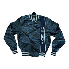 Vtg Swingster Mens Navy Satin Bomber Jacket U...