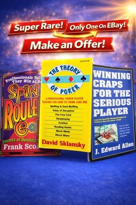 Poker Strategy Book Lot Sklansky Theory Poker Craps Roulette Gold VG+
