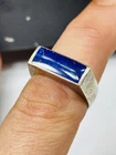 Vintage fully hallmarked silver ring UK size P with high quality lapis lazuli