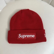 Authentic Supreme FW23 Red Logo Beanie Hat Kn...