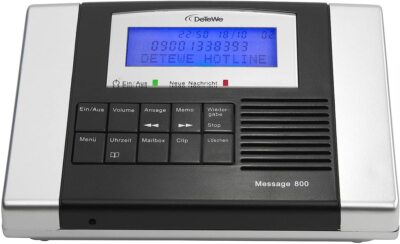 DeTeWe Message 800 Anrufbeantworter digital CLIP AB mit Display 106 Min. Aufzeic