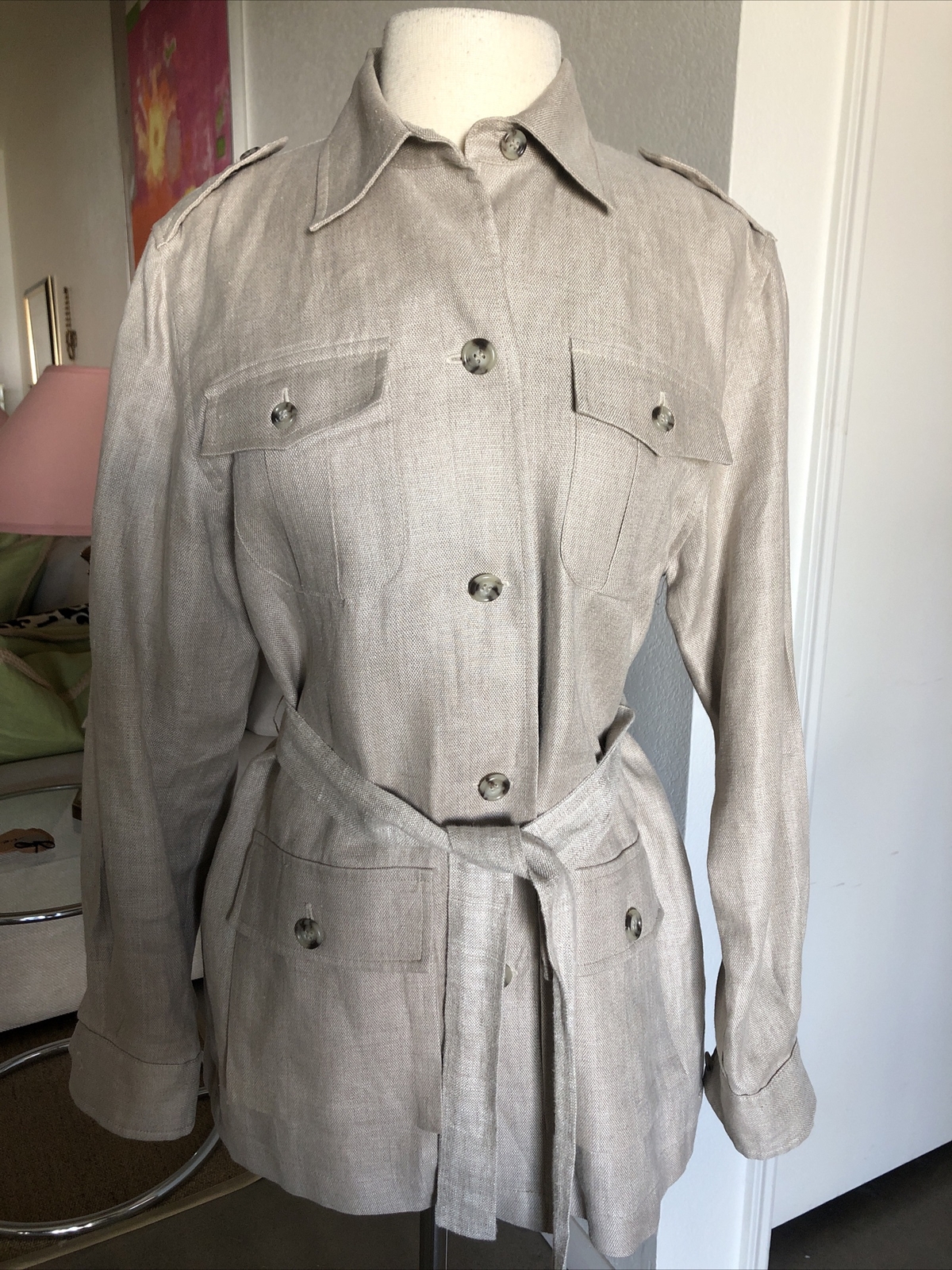 FILA Embassy Row donna taglia Giacca stile militare in puro lino 6P abbottonata 4 tasche