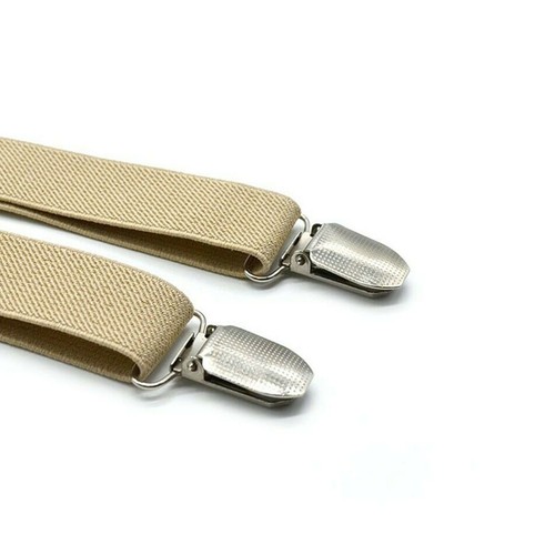 Unisex Suspenders Adjustable Elastic Braces Leather Button Holes Beige For BABY - Picture 3 of 6