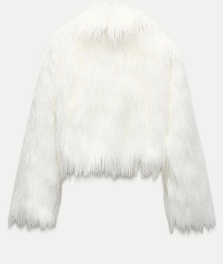 ALTRA ZARA CARDIGAN PELLICCIA SINTETICA BIANCO COLLETTO CON RISVOLTO NUOVO FW24 25 TAGLIA M REF 1255 873