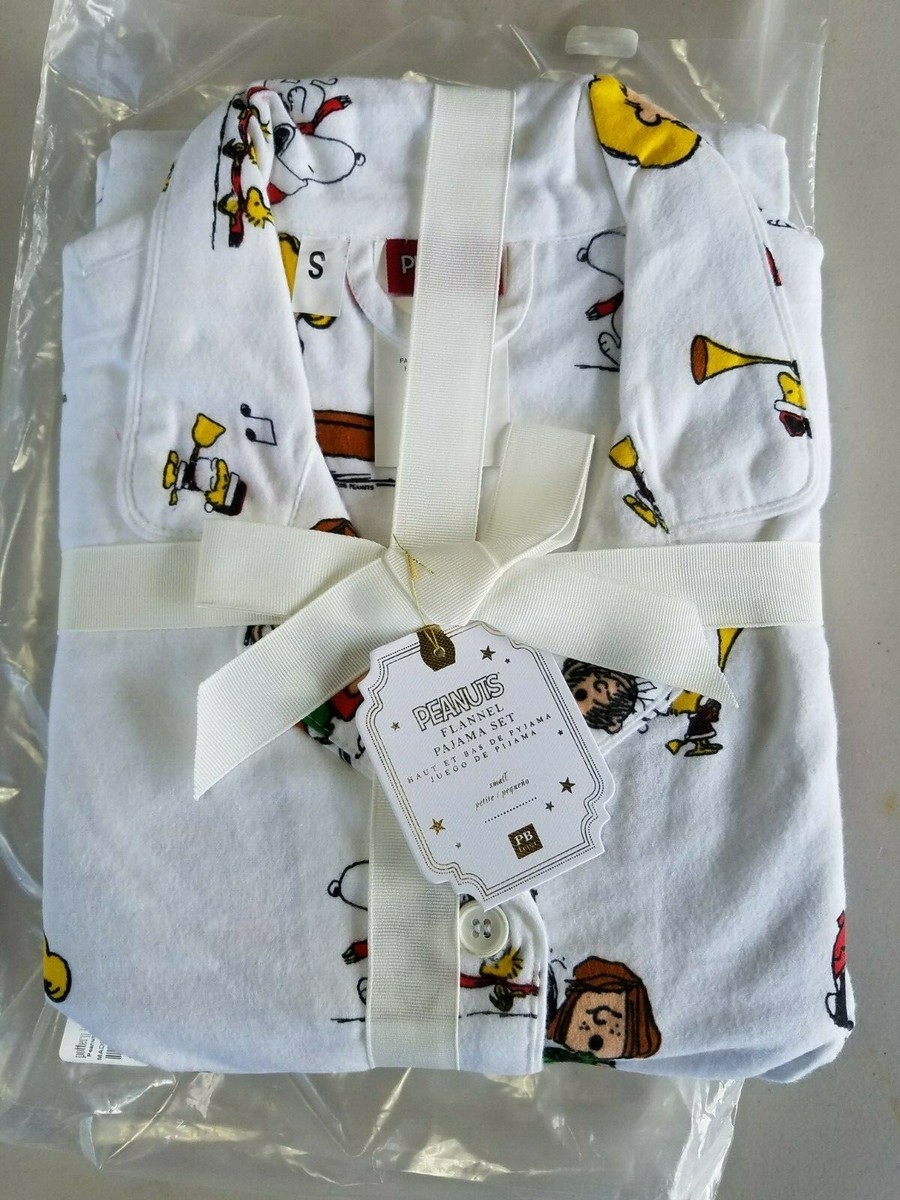 Pottery Barn Teen Peanuts Snoopy Flannel Pajama Pj Set Sz Small
