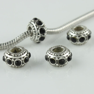 20pcs Czech Crystal Antique Silver Big Hole European Beads Fit Charm Bracelets