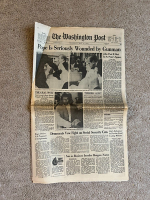 Washington Post May 14, 1981 5/14/81 Pope John Paul II Assassination Attempt