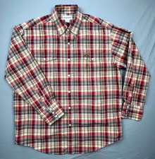 Carhartt S-140 Pearl Snap Button Up, Men's Large, Long Sleeve, Plaid, Pockets
