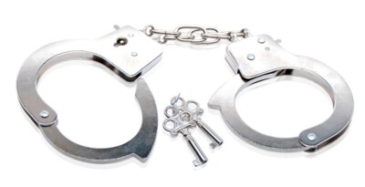 Handschellen mit Kette Sicherheitsbügel Handcuffs Stahl verchromt