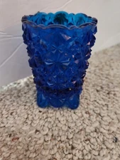 Cobalt Blue Daisy and Button Glass Toothpick Holder!