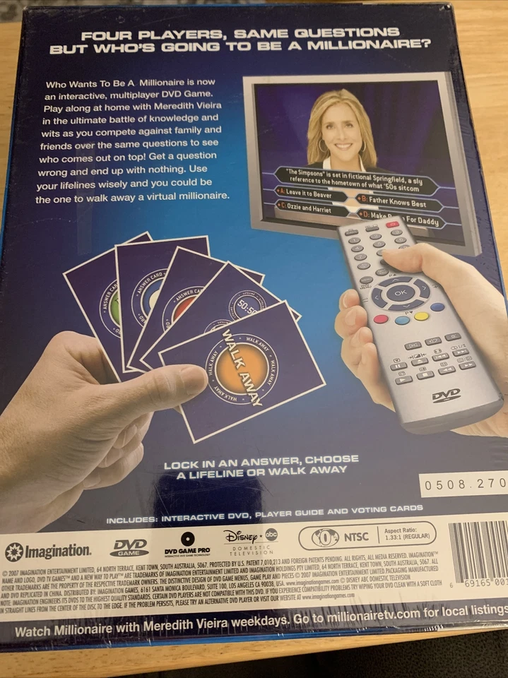Who Wants To Be A Millionaire? DVD Game w/ Host Meredith Viera NEW SEALED  - Image 2 of 2