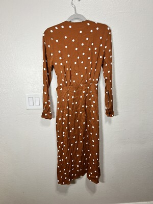 & Other Stories Polka Dot Handkerchief Wrap Midi Dress Brown Size 0 | eBay