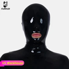 FURRJOI Silicone Black BDSM Hood Blind Mask Headgear For Gay Fetish Cosplay