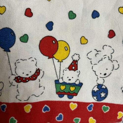Vtg Carter’s Primary Colors Teddy Bear Balloon Recieving Blanket Baby Flannel - Picture 2 of 5