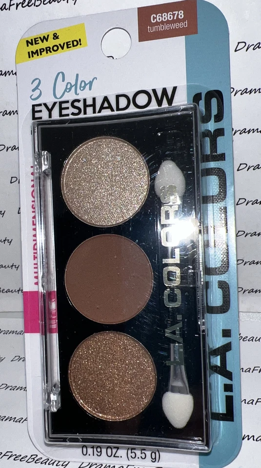 L.A. Colors 3 Color Eyeshadow Trio C68678 * TUMBLEWEED * Matte & Shimmer Browns - Image 2 of 4