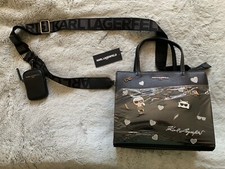 NWT KARL LAGERFELD Paris Maybelle Characters satchel Crossbodyy Black