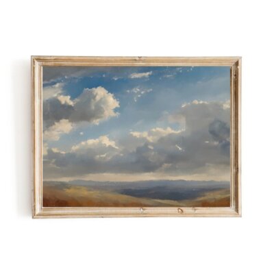Vintage Cloudy Sky Paper Poster Prints Painting Vintage Oil Painting & Wall Art