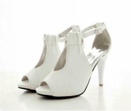 Damenschuhe hoher Absatz Peeptoe ausgehöhlte Sommer-Sandale mit Knöchelriemen - Bild 13 von 16
