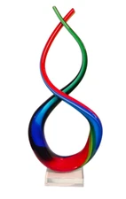 Murano Hand Blown Art Glass Love Knot Bright Rainbow Color Sculpture Pride 13.5"