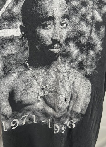 VINTAGE 2PAC TUPAC TEE SHIRT 1990s SIZE XL Black Beautiful Fader - Picture 3 of 5